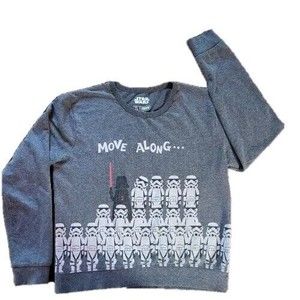 Star Wars YOUTH XL Sweatshirt Move Along Darth Vader and Storm Troopers - Grey